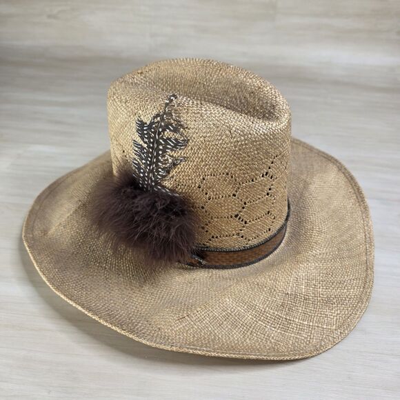 Vintage Stetson Roadrunner Bryantcote Straw Cowboy Hat Size 7 Read - Picture 2 of 13